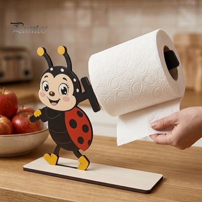 Dekorativer Küchenpapierhalter Lustige Tiere Holz Toilettenpapierhalter, 3D Tier Badezimmerdeko, Niedlicher Cartoon Vertikaler Arbeitsplatten Rollenhalter