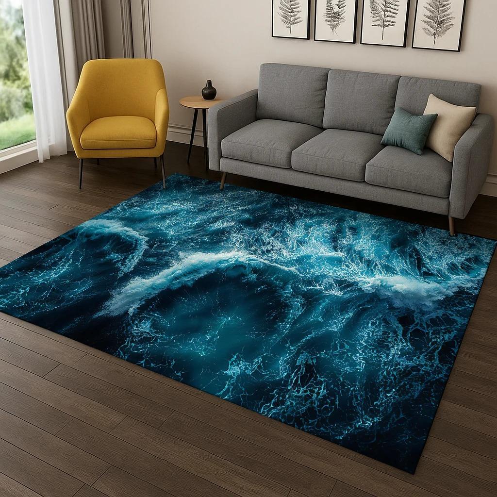 Ocean Waves Sea View Pattern Carpet Rug for Bedroom Living Room Sofa Doormat Home Kitchen Decor Home Carpets for Living Room