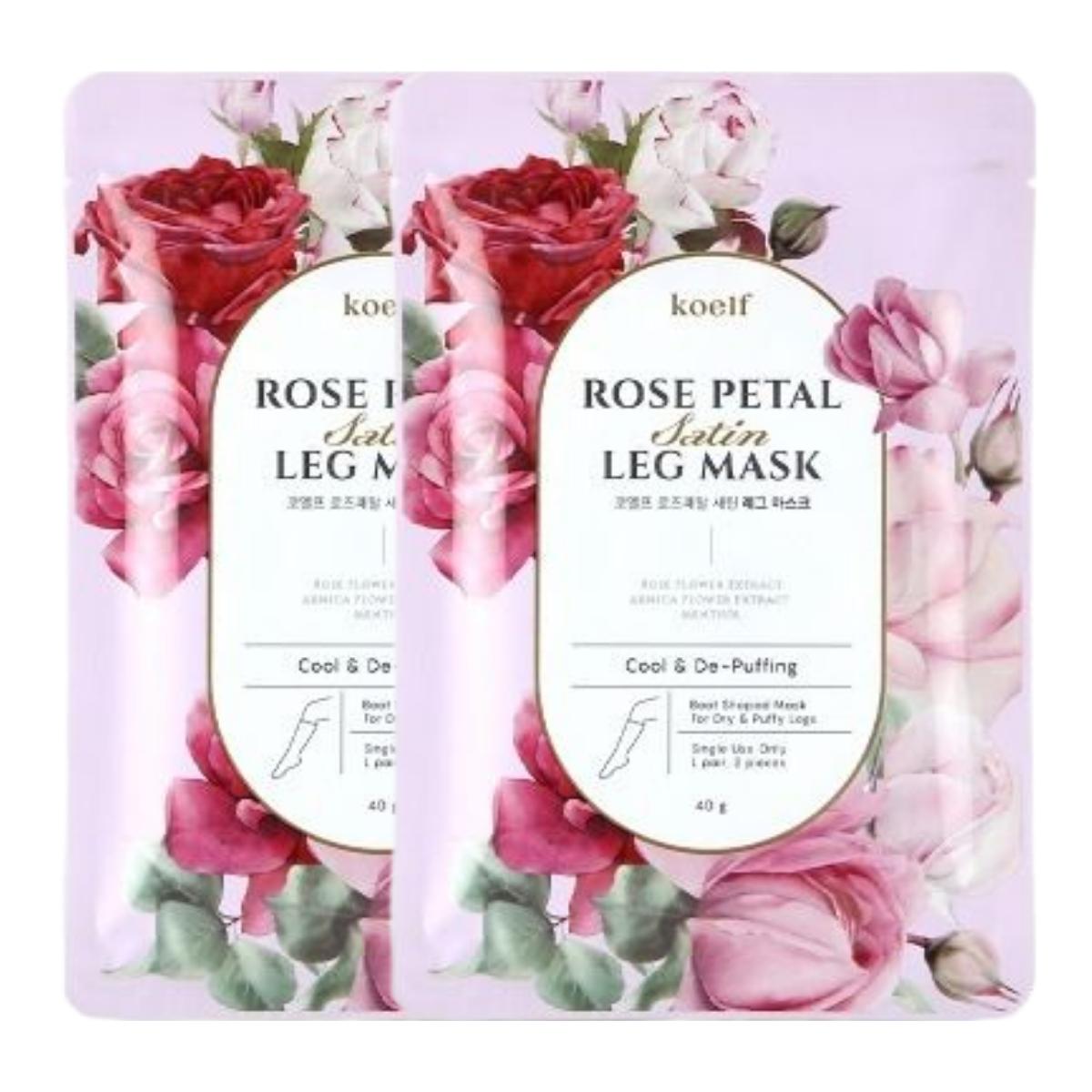 Koelf Rose Petal Satin Leg Mask, Deep Moisture & Softening, 40g x 2pcs