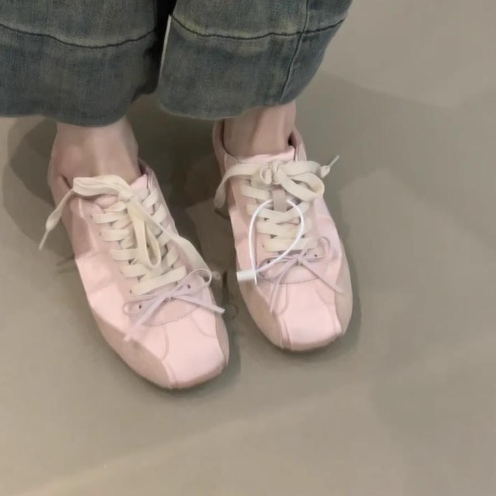 Rindslederversion~ Französische Schleife Deutsche Trainingsschuhe Damen Schnür-Ballett-Freizeit-Sportschuhe vielseitige Forrest Gump Schuhe