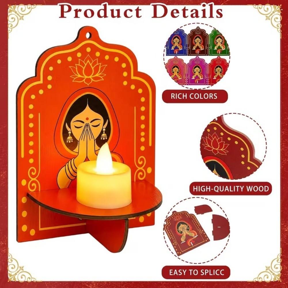 India Pray Girl Wall Storage Rack Lotus Flower Wall Display Stand Decorative Wall Decor Home