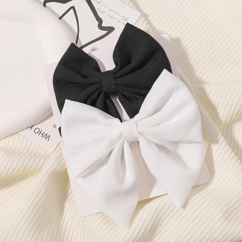 2Pcs/set Sweet Solid Bowknot Hair Clips for Women Girls Ribbon Bows Hairpins Handmade Barrettes Headwear Hair Accessories Gifts