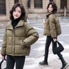 Zimní novinka Jednobarevný Stojánek Límec Dlouhý rukáv Módní Parky Ženy High Street Ležérní Zip Patchwork Knoflík Tlusté teplé topy