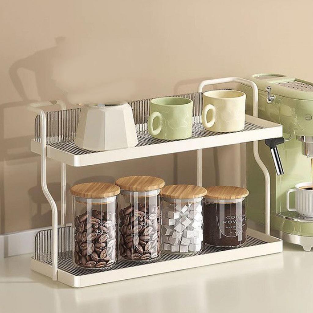 Countertop Shelf Organizer Carbon Steel 2 Tier Multifunctional Kitchen Spice Rack for Bedroom