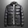 Winter new leather cotton-padded jacket men's trendy loose thickened PU leather jacket lapel fashion men's cotton jacket