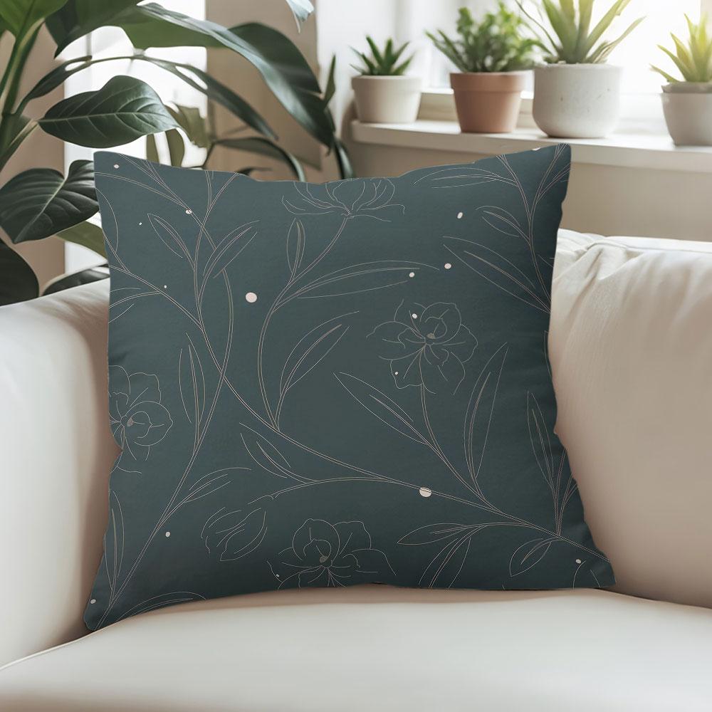Elegant Floral Line square Jacquard Pillow Cover for Sofa Office Waist Cushion Cover Home Decorative Pillowcase