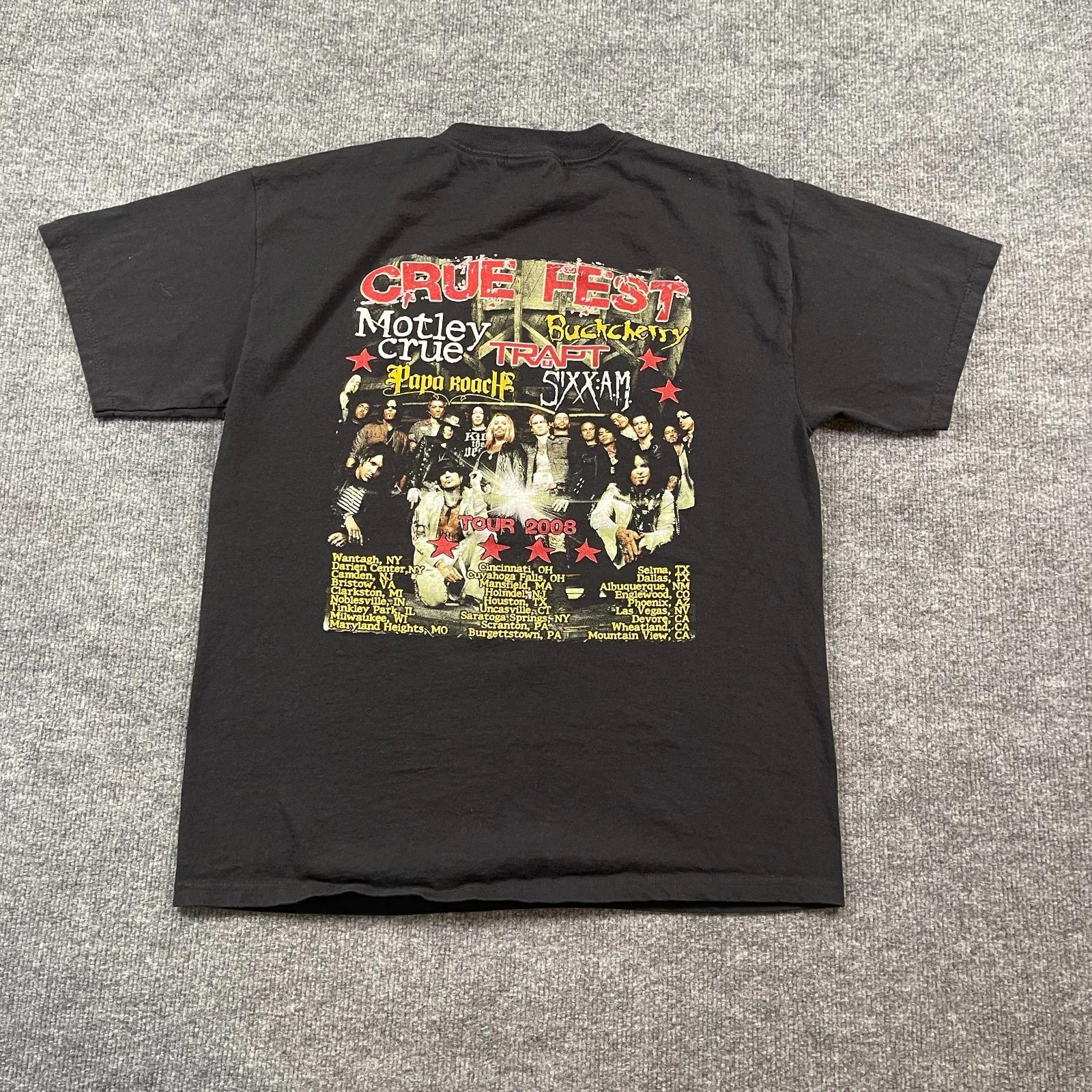 

Crue Fest 2008 Motley-Crue Buckcherry Shirt Large 21x26 Trapt Papa-Roach Sixx-AM XL