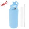 1L Sports WATER BOTTLE With Handle And Straw Stainless Steel Large Capacity Vacuum Flasks Drinkware Large Mouth GymThermos CUP