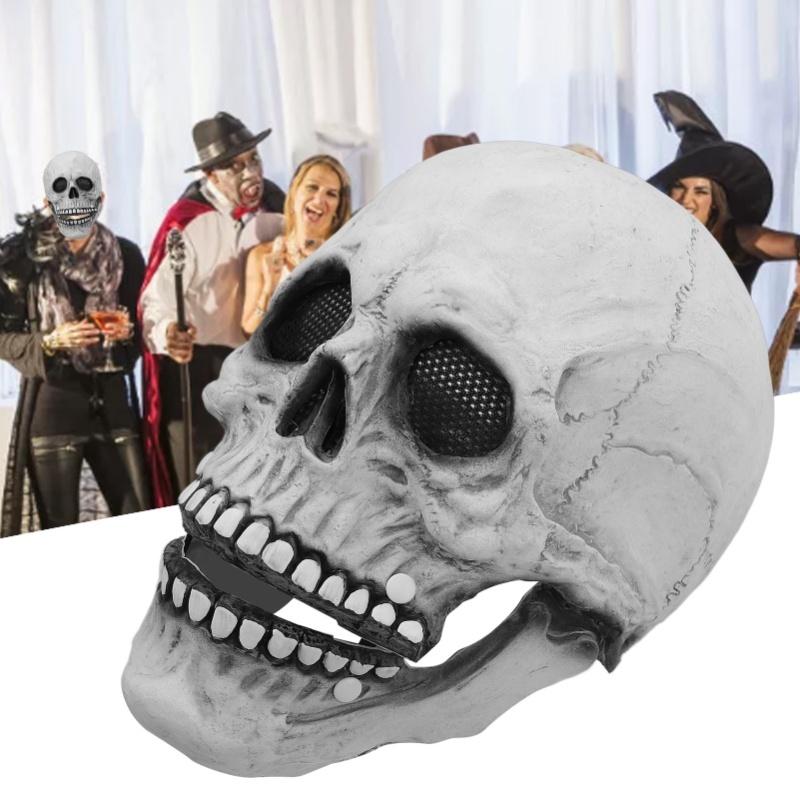 Skull Mask Halloween Skull Style Breathable Durable Latex Movable Jaw Skeleton Mask For Party Costume Ball