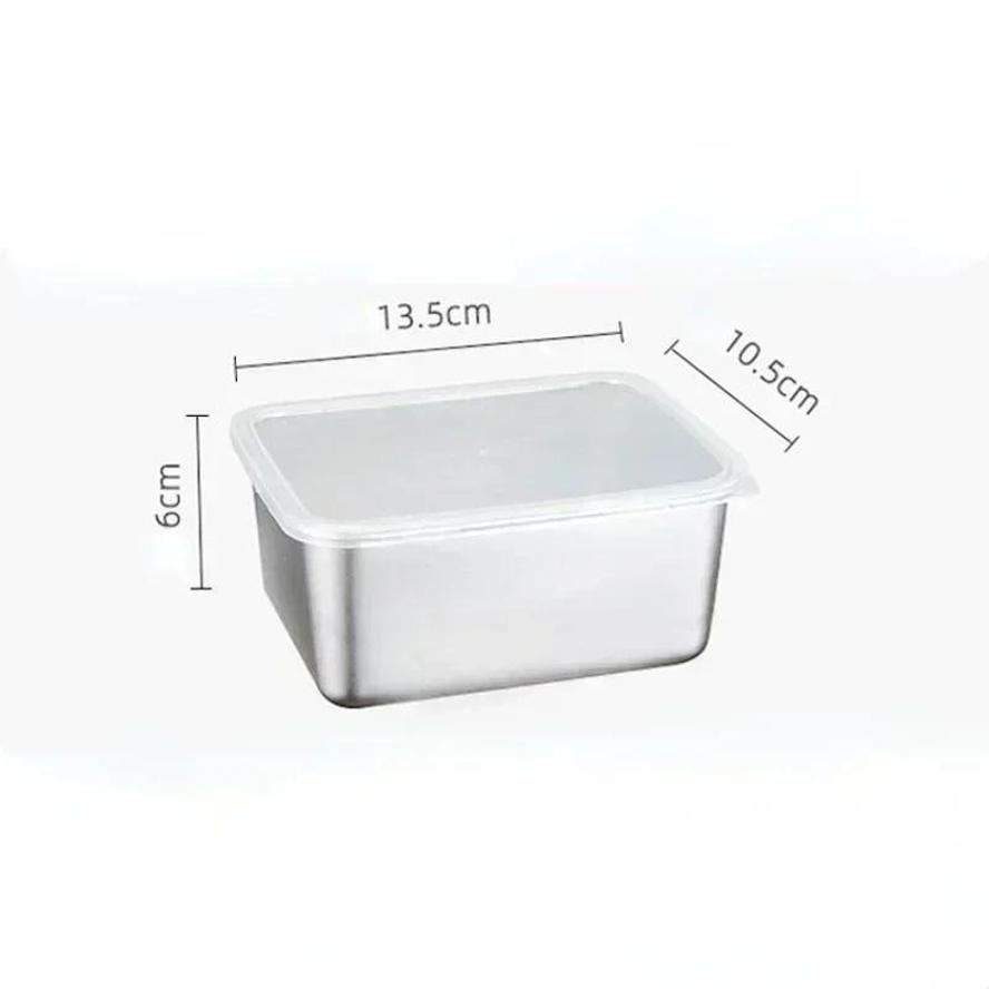 1 Pcs Food Grade Stainless Steel Refrigerator Storage Box Crisper Container Ingredients Box Food Freezing Sealed Fresh Boxes