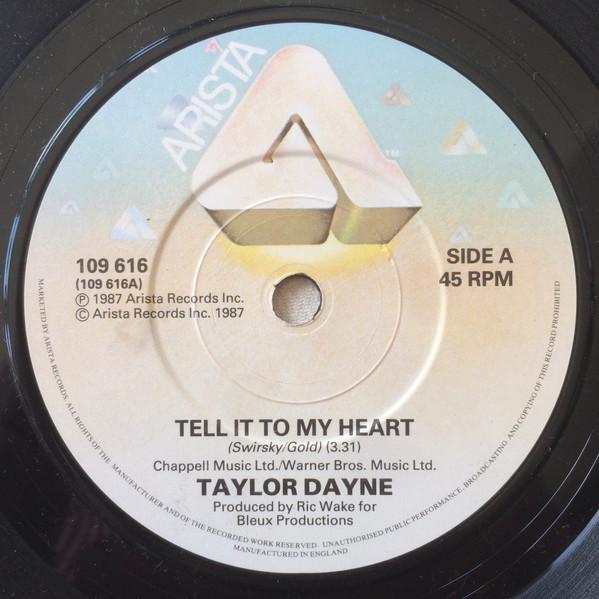

7inch Record TAYLOR DAYNE Tell It To My Heart 109616 Arista 1988 UK Dance Electronica Used