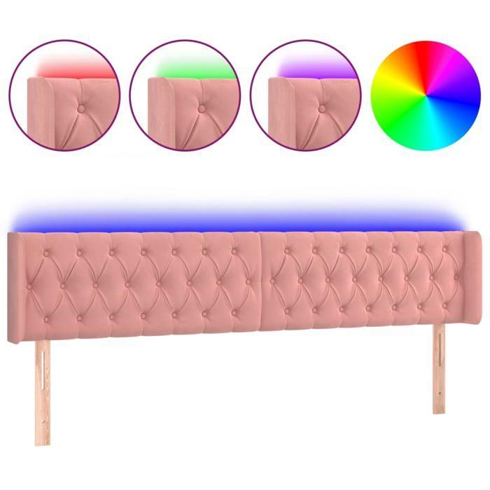 VidaXL Tête de Lit à LED Meuble de Chambre à Coucher Accessoire de Lit Double Tête de Cadre de Lit Intérieur Rose 3123637