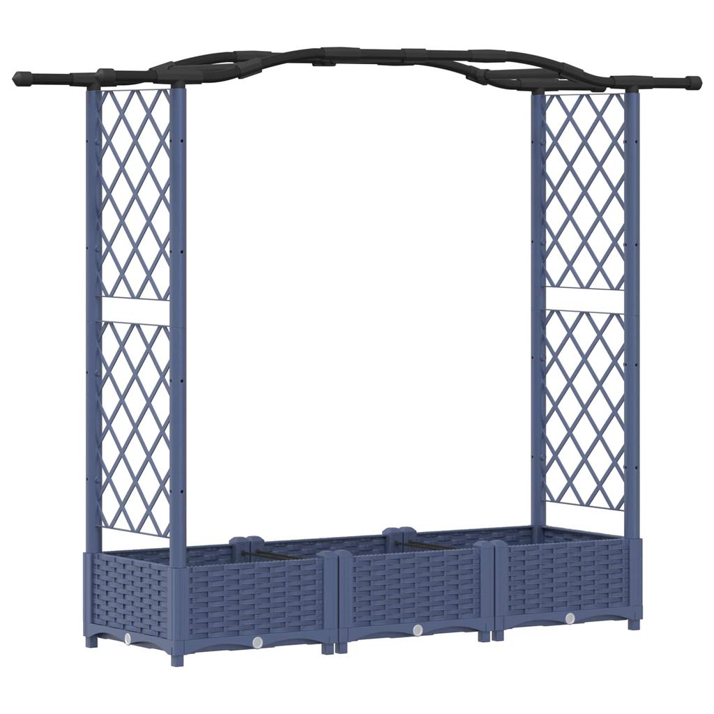 Raised Garden Bed with Trellis and Hanging Roof Gray 169 x 40 x 125 cm PP