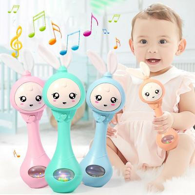 Baby Musik Blinkende Rassel Spielzeug Kaninchen Beißring Hand Glocken Mobile Infant Stoppen Weinen Reißen Rasseln Neugeborenen Frühen Pädagogisches Spielzeug 18M