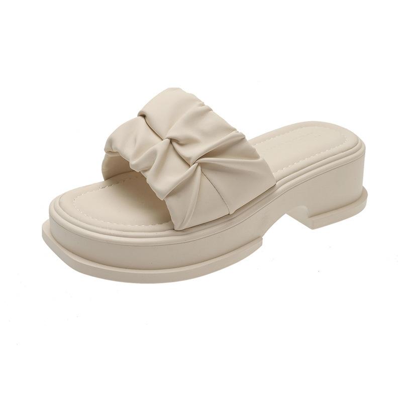 Korean Version Women's Platform Slippers Elegant Wedge Solid Color Sandal Shoes for Women Outdoor Versatile Leisure Slippers New