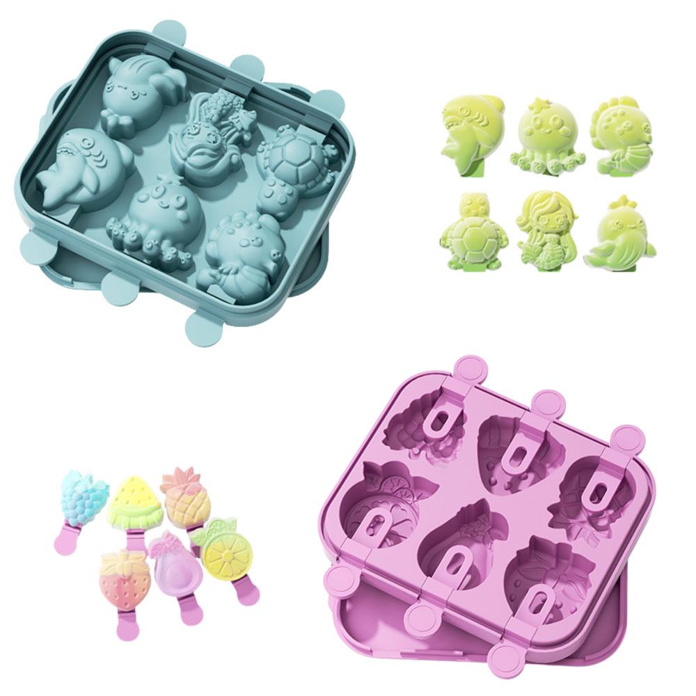 Stampo Ghiacciolo in Silicone per Bambini Cartone Animato Cubetti Ghiaccio con Bastoncini per Fai da Te in Cucina Stampo Ghiacciolo Riutilizzabile Stampo Ghiacciolo alla Frutta