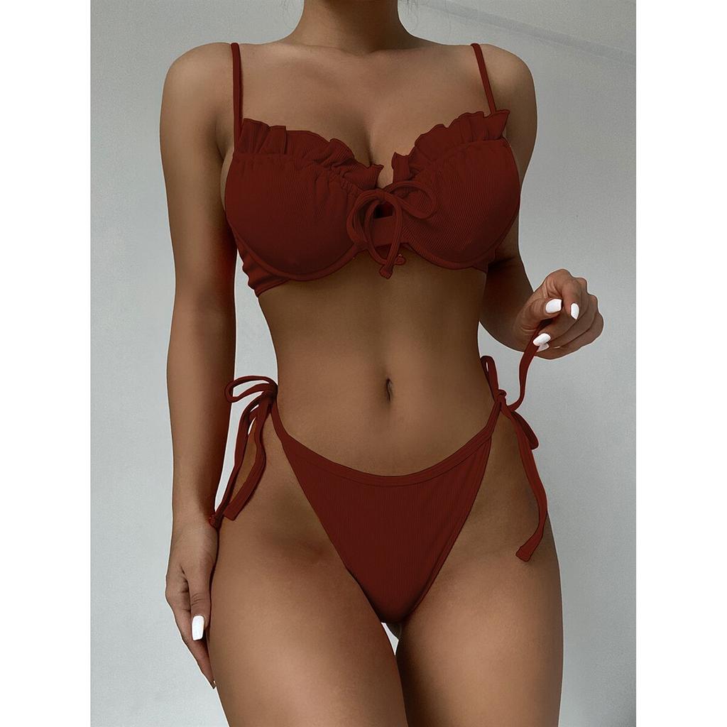 Femmes Bikini Push Up 5 couleurs maillot de bain maillot de bain pour femme Sexy Bikini ensemble à volants Biquini Micro Bikini Biquini maillot de bain maillot de bain