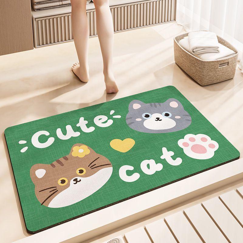 Niedliche Katze Toilettenbodenmatte Badezimmer rutschfest saugfähig Toilette Toilette Kieselgur schnelltrocknend Fußmatte Teppich