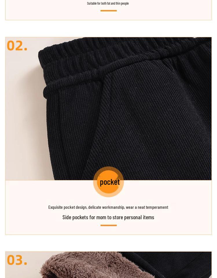 High Waist Thickened Velvet Chenille Corduroy Pants for Middle-aged Women - Warm, Elastic, Casual Fit