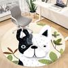 1pc Bulldog Leaves Office Round Area Rug, Indoor Mat Suitable ForOffice, Under Office Chairs Bedroom Living Room Home Decor, Room Deco, D071