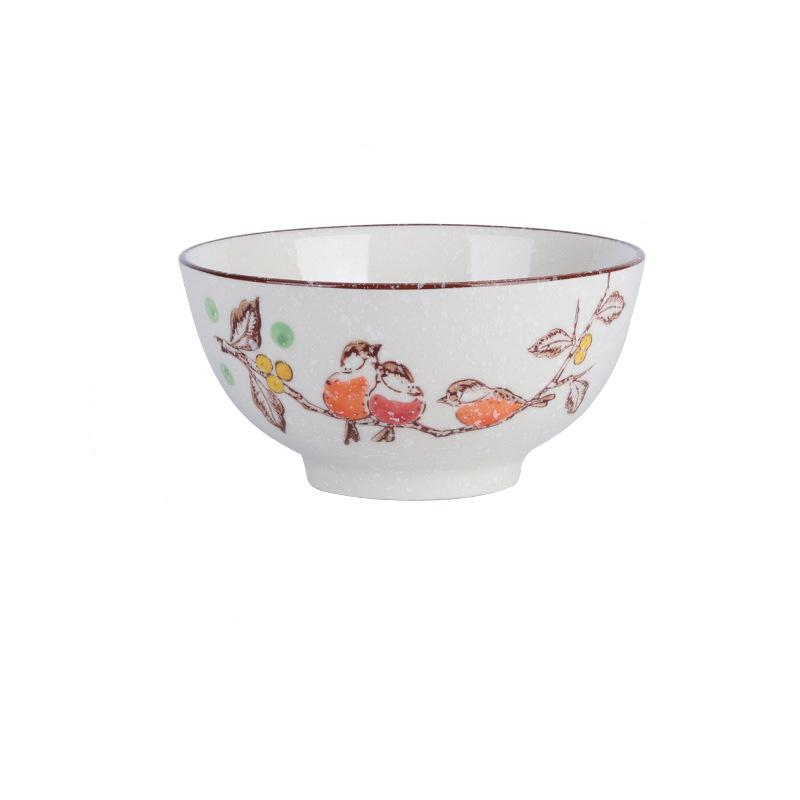 5inch Japanese Style Ceramic Rice Bowl Cereal Soup Dessert Snack Bowl Kitchen Salad Serving Bowl Tableware Microwave Safe 1pcs