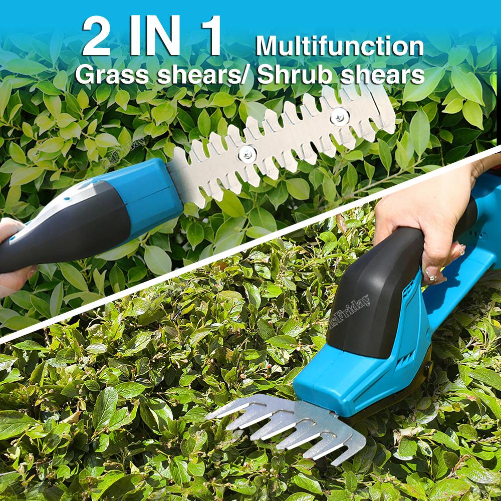 2 In 1 Cordless Electric Hedge Trimmer Wireless Charging Pruning Lawnmower Handheld Household Shrub Weeding Mower Garden Tools