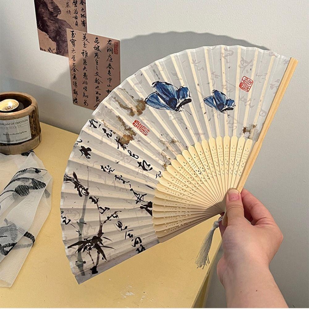 Bamboo Chinese Japanese Folding Fan Colorful Shank Classical Dance Fan  Home Decoration