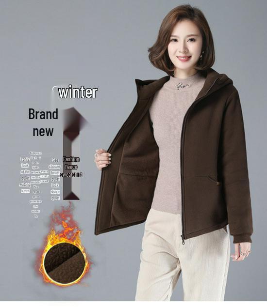 Women's Winter Fleece-Lined Cotton Coat – Mother's Style, Thickened Outerwear for Middle-Aged and Elderly, New Autumn/Winter Down Cotton Jacket