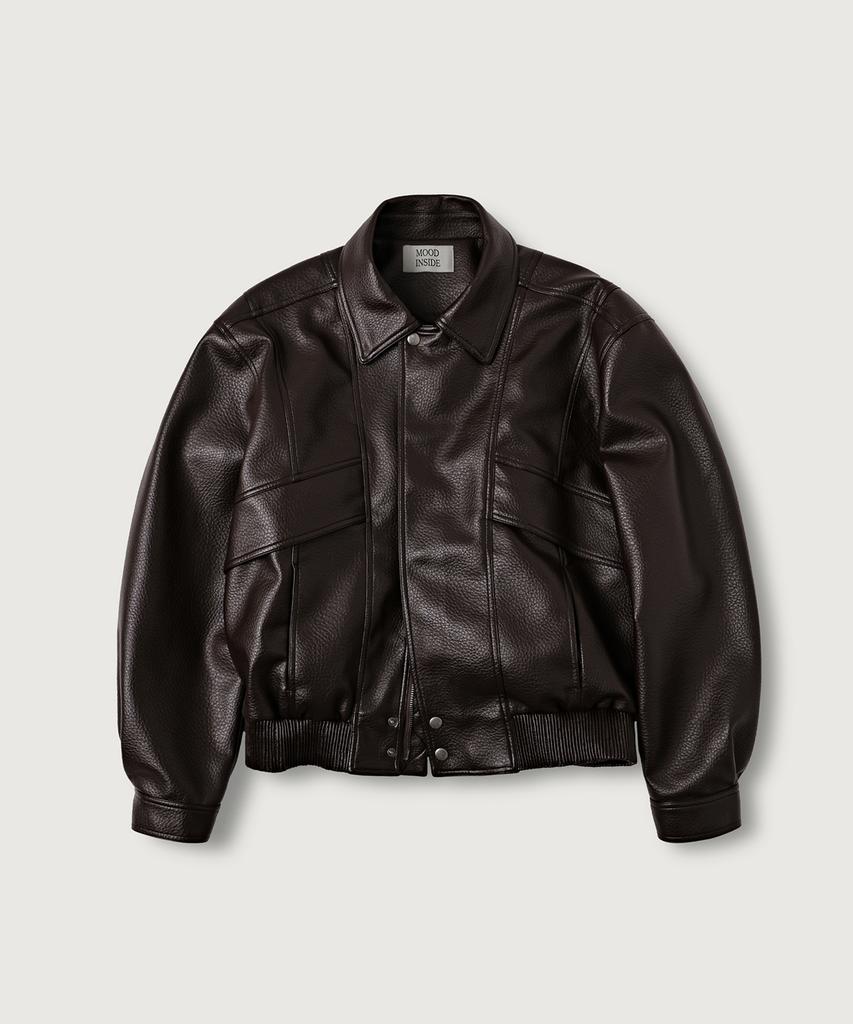 MOOD INSIDE Compact Leather Blouson_Brown