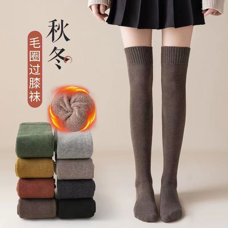 Knee Socks Women'S Autumn And Winter Japanese Jk High Tube Calf Stockings Thickened Terry Warm Long Socks Women'S Tide Wholesale