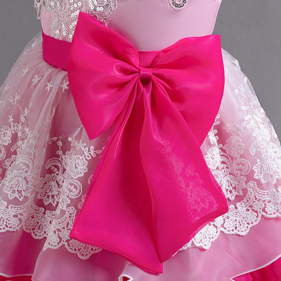 Girls Bow Flower Wedding Party Birthday Party Tutu Dress Stage Performance Costume
