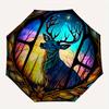 Stained Deer Window Art: Nature's Majesty In Every FrameUmbrella, Portable 3-Fold Umbrella for Men & Women,Christmas Gift ES234