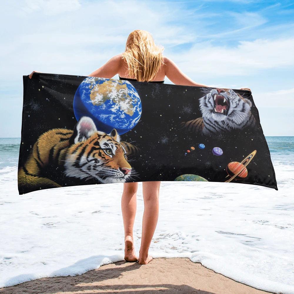 

Snow Animal Tiger Beach Towel Luxury Cute Sports Quick-dry Microfiber Bath Towels Yoga Mat Camping Swimming Towels Women Men Kid W40*H60(CM)