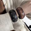 Exaggeration Punk Hip-Hop Round Hole Wood Geometric Wide Bangles Vintage Fashion Bracelet Bangle For Women Men Jewelry