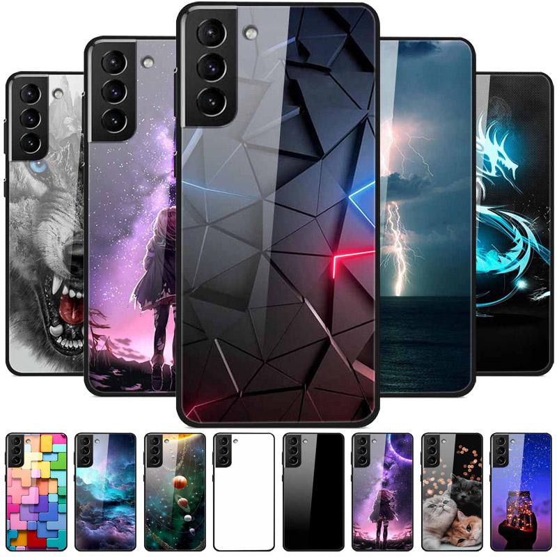Tempered Glass Phone Cases for Samsung Galaxy S21 FE S20 S22 Plus Ultra 5G S 21 22 23 24 S23 S24 S24FE Cover Hard PC Back Shell