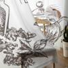 Sketch Vector Tea Set Tulle Curtains For Living Room Sheer Curtain Bedroom Veil Organza Decorative Window Treatments