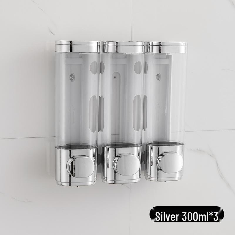 Punch-Free Wall-Mounted Triple Soap Dispenser for Bathroom: Hand Wash, Bath, Hair Care