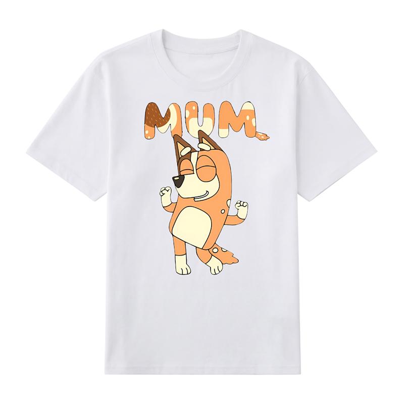 Asian Size Men Black Print T-shirt Bluey Mum Dance No-Cut Transfer Paper Print Cotton Tshirt