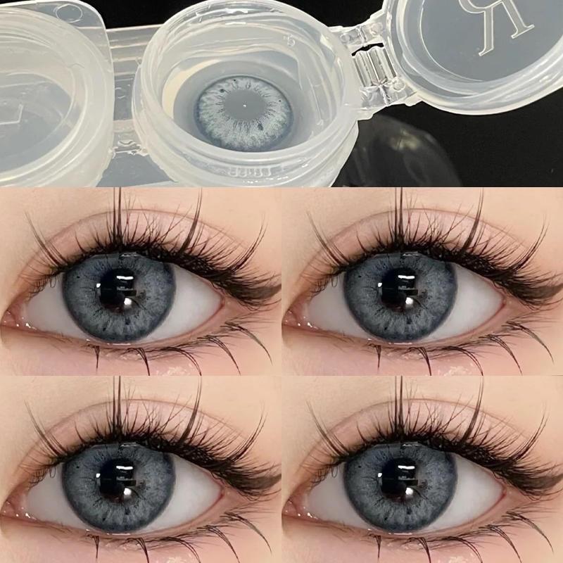 Mill Creek 2PCS Cosmetic Contact Lenses 14.2MM Iris 4 Color Contact Lenses Comfort Soft Natural Cool Eye Yearly Use Beauty Pupli 0 Grade