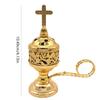 Retro Censer Home Scented Aroma Incense Middle East Catholic Incense Burner With CrossSmall Brass Metal Plated Incense Burner