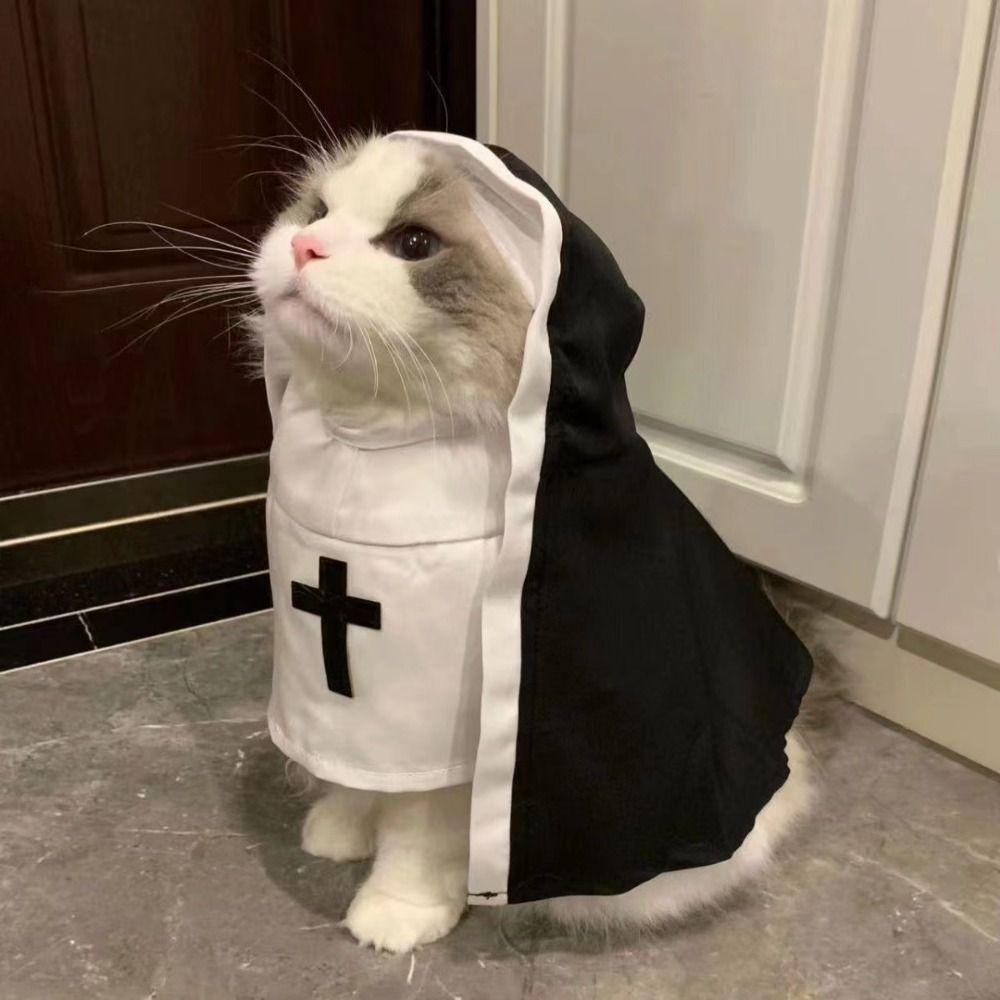Soft Pet Nun Cloak Cat Puppy Cat Cosplay Costume Sets  Pet Supplies Clothing