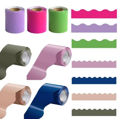 New Colored Poster Border Stickers DIY Waterproof Wavy Edge Paper Wall Decoration for Classroom Bulletin Board Home Party