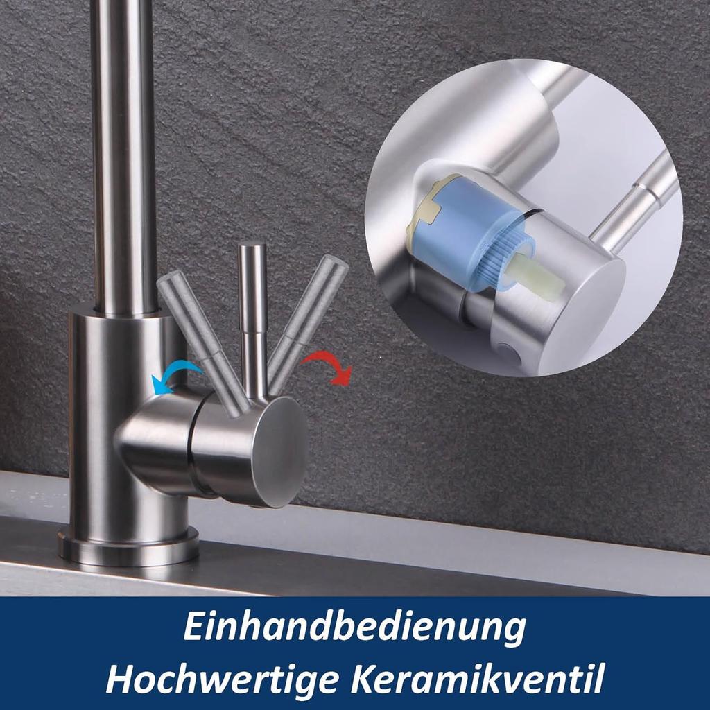 Kitchen Faucet, 360° Swivel Mixed Battery Kitchen Faucet, High Pressure High Bow Single Lever Kitchen Faucet, Dishwasher Faucet with G3/8 Connector,