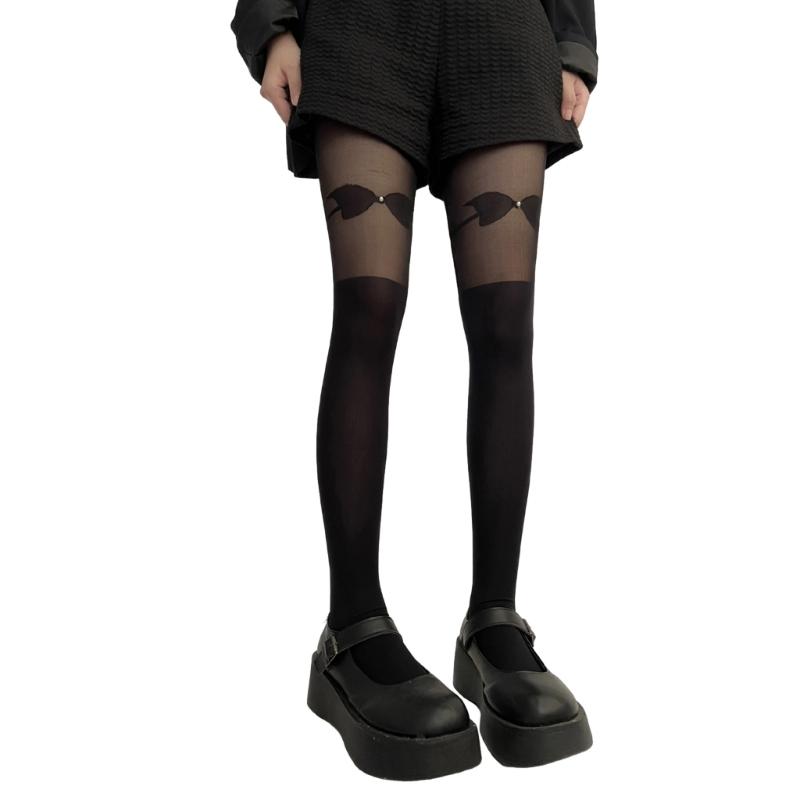 Sheer Tights for Women Girls Bow Pearl Pantyhose Control Top Thigh High Stockings Silk Thin Stockings Tights Hosiery