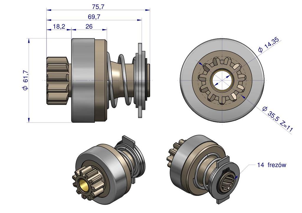 Starter clutch assembly (Iskra type) MSX 233, 16.902.808 EXPOM KWIDZYN eu