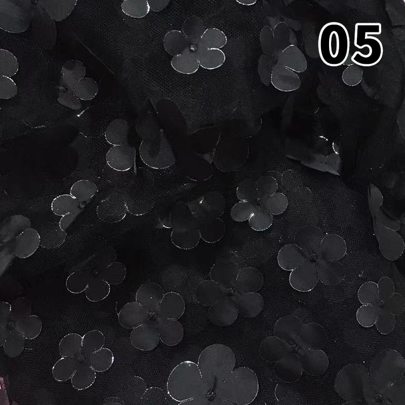 1 Yard DIY Handmade High Quality Lace Mesh Embroidery Sequin 3D Flower Tulle Fabric DIY Dress Bow Clothes Decor Crafts