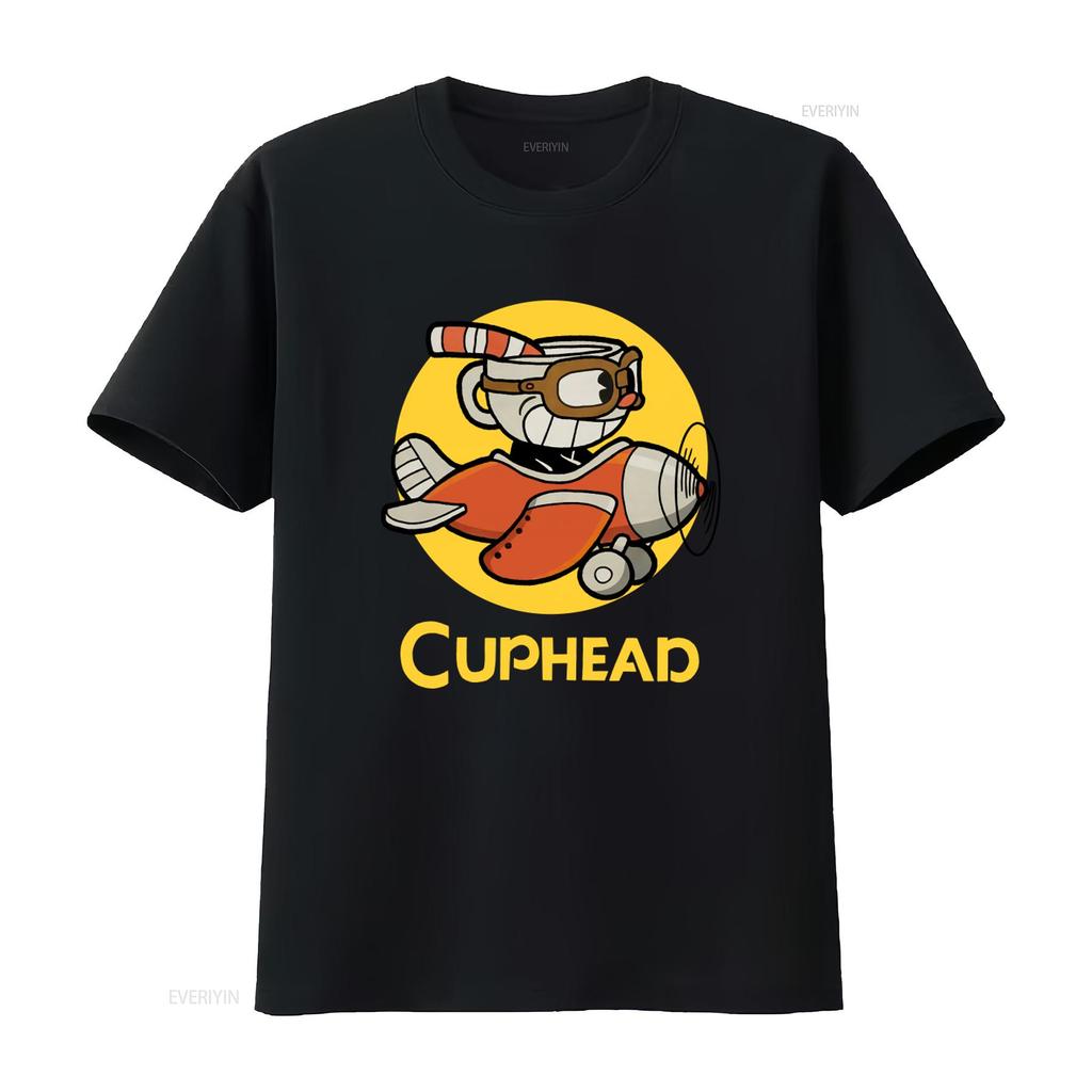 Cuphead T Shirt Flying Adventure Design for Gaming Fans Comfortable Cotton Vintage Washed Stylish Slightly Graphic