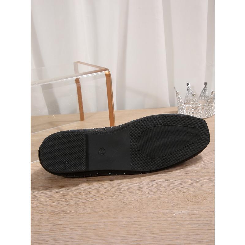 Bow Rhinestone Flat Lazy Shoes 2025 Autumn New Plus-size Pedal Beanie Shoe Woman