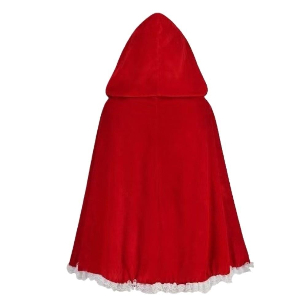 Fairy Tale Lace Trim Cloak 80/130cm Cosplay Costume Cape Performance Red Hooded Cloak  Christmas