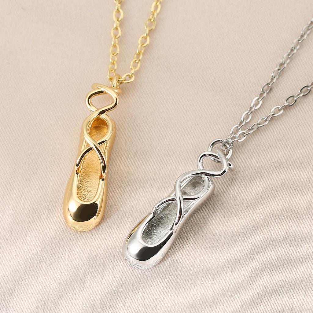Ballet Shoe Pendant Necklace for Women Personality Copper Dance Clavicle Chain High-end Dainty Elegant Jewelry Gift Accessories